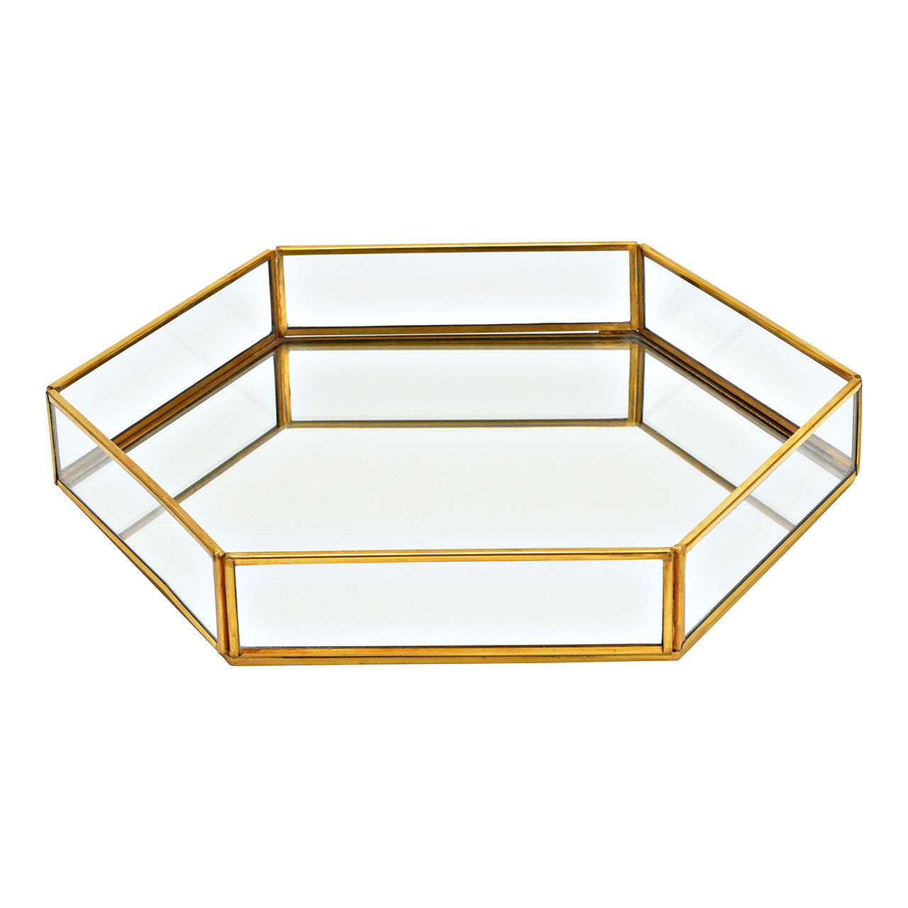 Tray made of metal/glass gold (W/H/D) 30x4x27cm