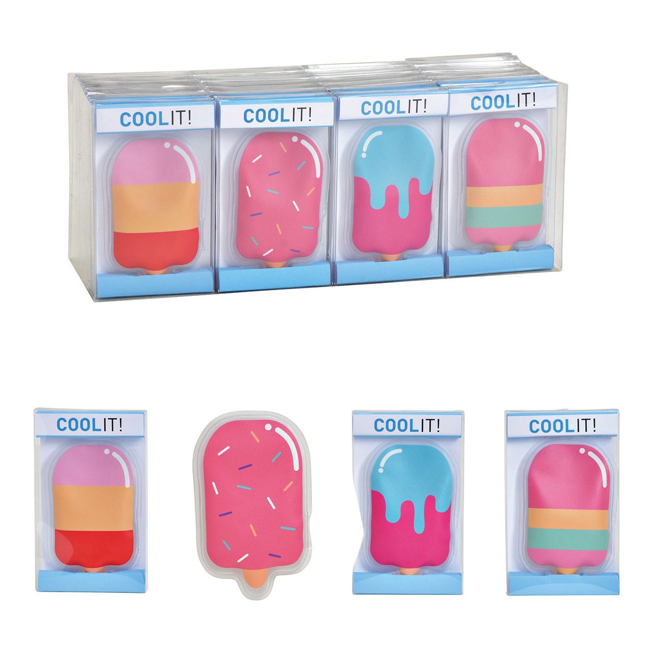 Cool pack, cuscino refrigerante ghiaccio in plastica Colorato 4 volte, (L/H/D) 7x12x1cm