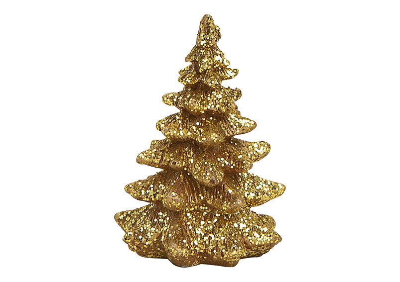 Árbol de Navidad de poliéster dorado (c/h/d) 5x7x5cm