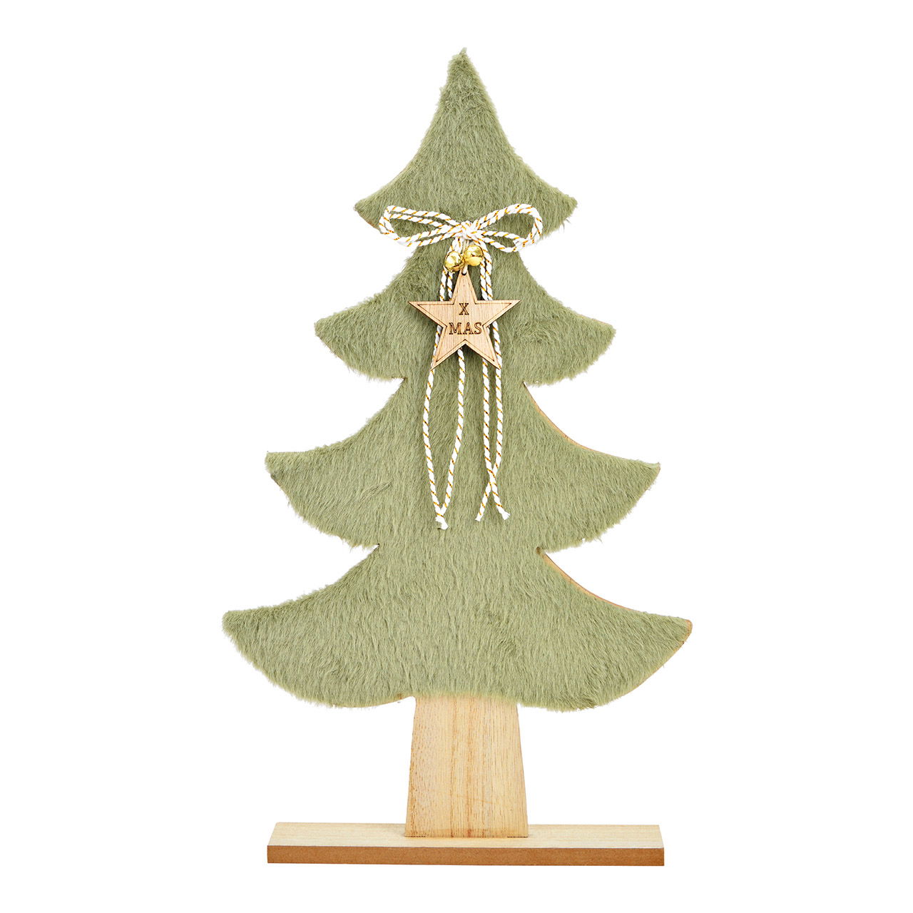 Piantana per albero di Natale in pelliccia sintetica in legno, poliestere verde (L/H/D) 23x39x5cm