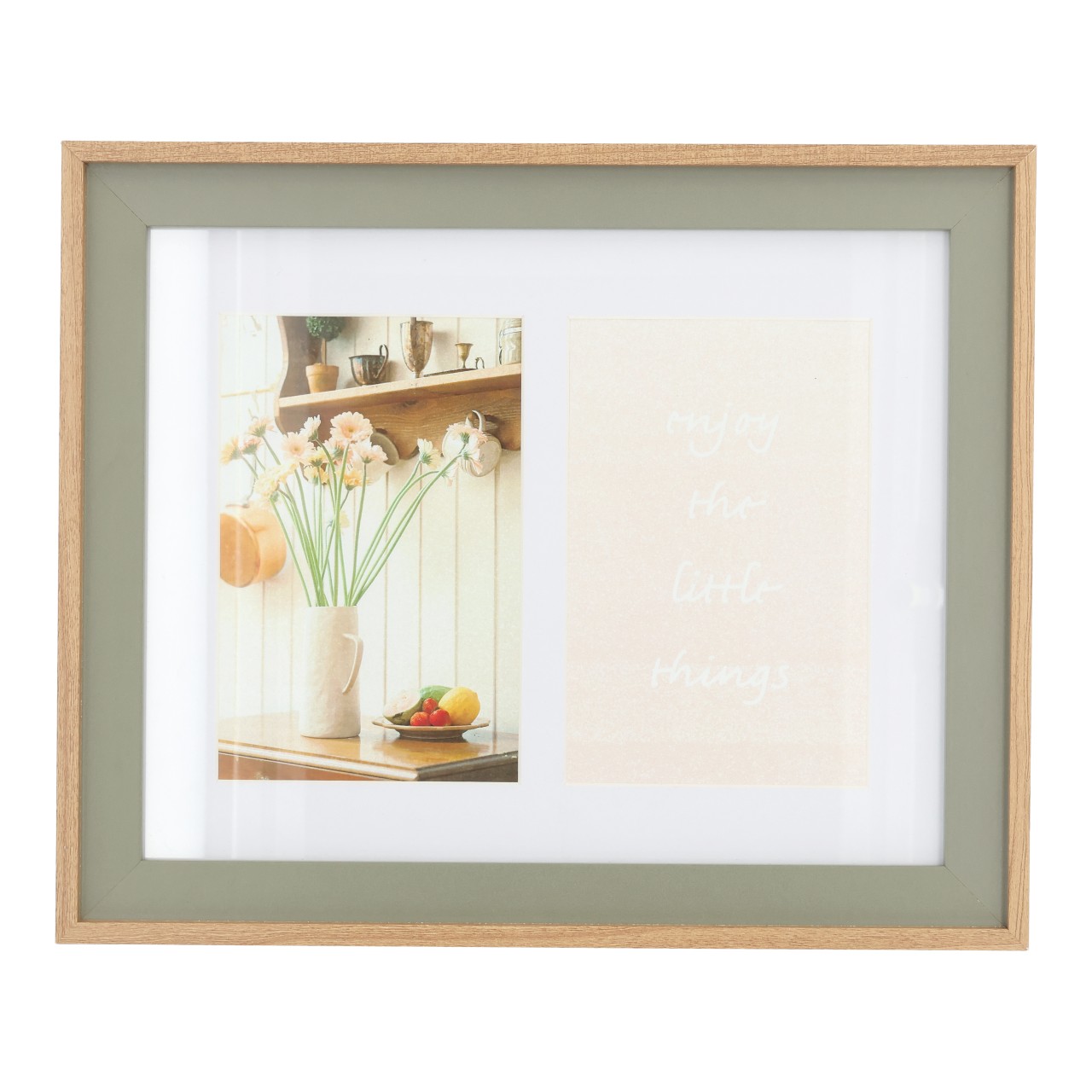 Cadre photo en bois vert (L/H/P) 24,3 x 29,3 x 1,8 cm Bildrahmen, Doppelbild, Holzrahmen, Grün matt, Wohnaccessoire