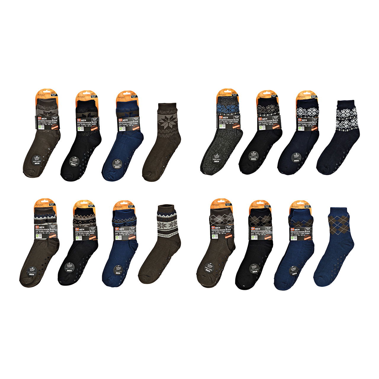 Herren Hüttensocken mit ABS, one Size, aus 100% Acryl 6-fach