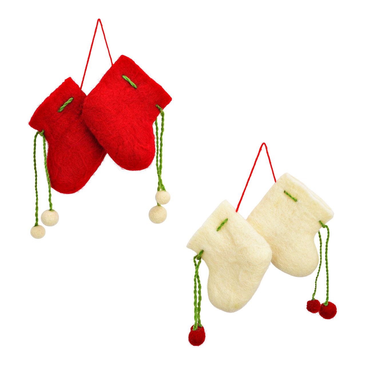 Suspension de Noël Botte de Noël en feutre, 2 fois, rouge (L/H/P) 9x7x4cm Bekleidung, Schuhwerk, Schuh