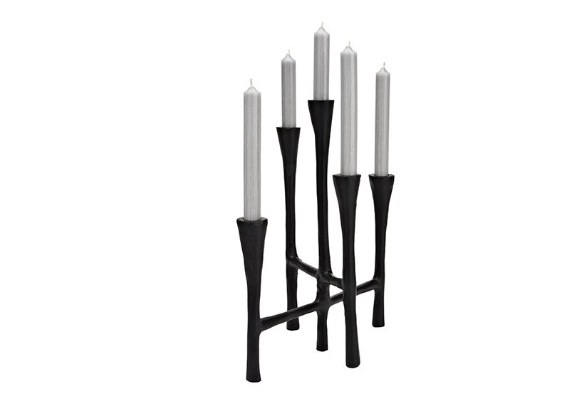 Bougeoir pour 5 bougies en métal noir (L/H/P) 31x36x17cm