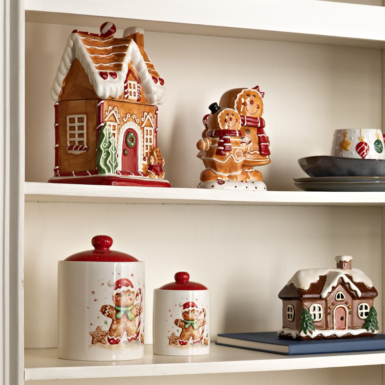 Dose Lebkuchenfigur aus Keramik rot (B/H/T) 10x14x10cm Porzellan, Töpferei, Tasse, Mittagessen, Glas
