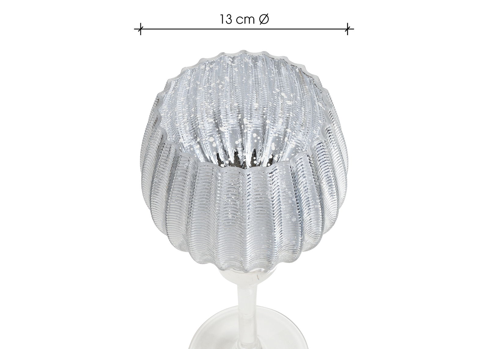 Wind light set goblet fluted, 30, 35, 40 cm x Ø13cm made of silver glass set of 3 Wind light set goblet fluted, 30, 35, 40 cm x Ø13cm made of silver glass set of 3