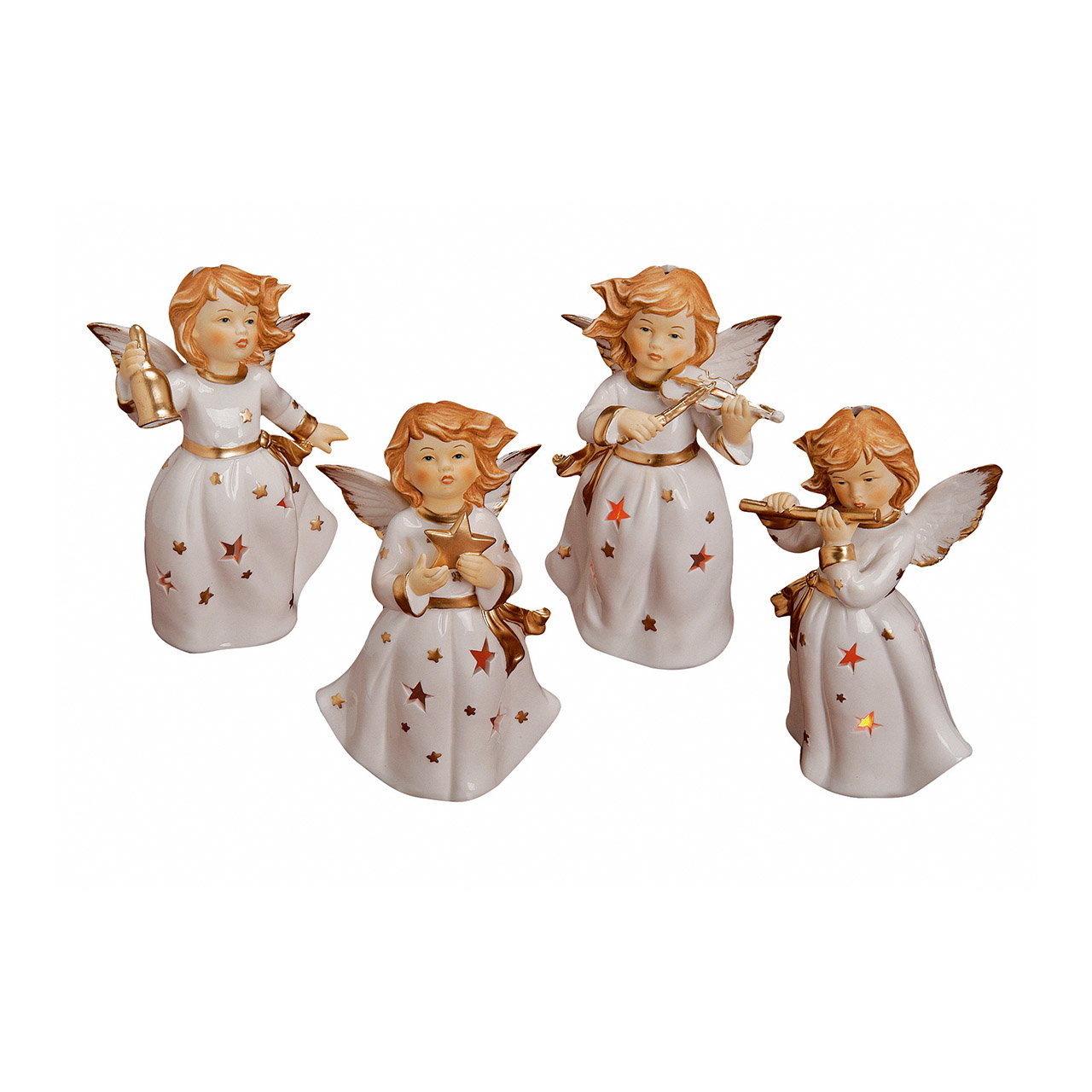 Engelfigur, Weihnachtsdeko, Glimmerstern, Schmuckstern, Kerzenhalter-Engel