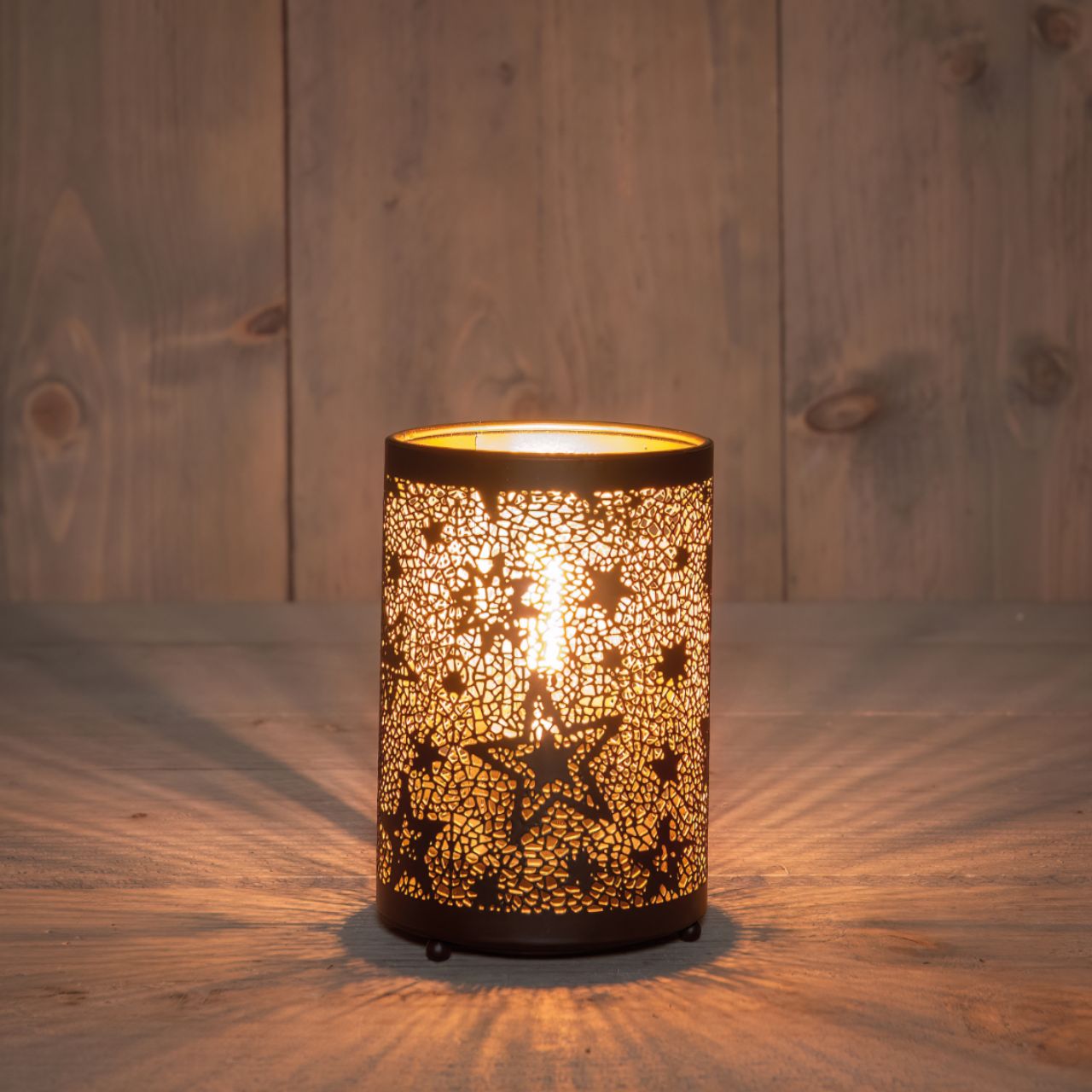 Lampenlicht, Laterne, Lichtquelle, Metall-Lampe, Sternenmuster
