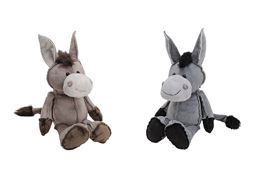 Donkey grey/brown plush 2-ass. 30 cm