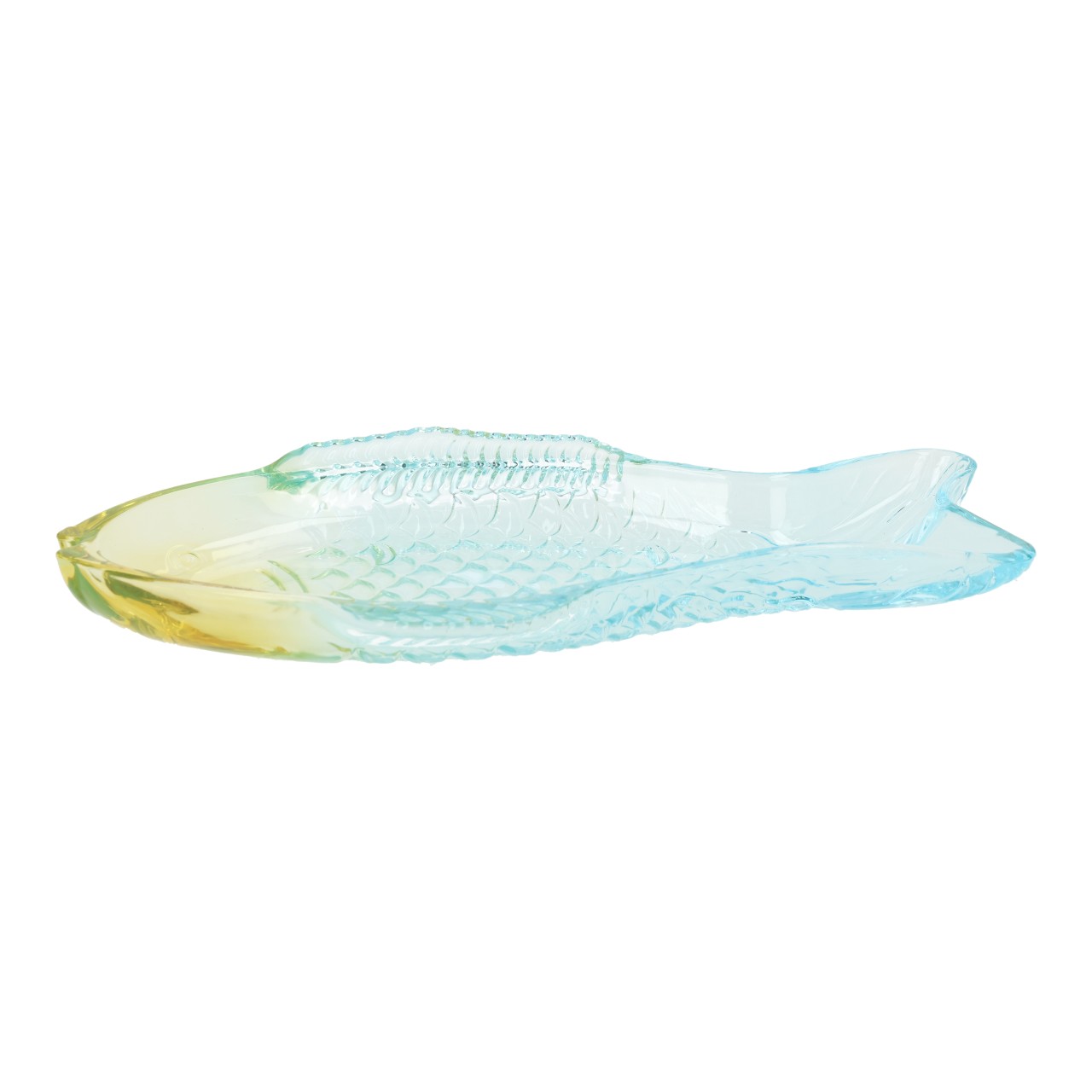 Teller Fisch aus Glas Blau (B/H/T) 27x2,5x15cm glasplatte, fischform, aquatisches kunstwerk, dreischicht glas, handgefertigt wirkung