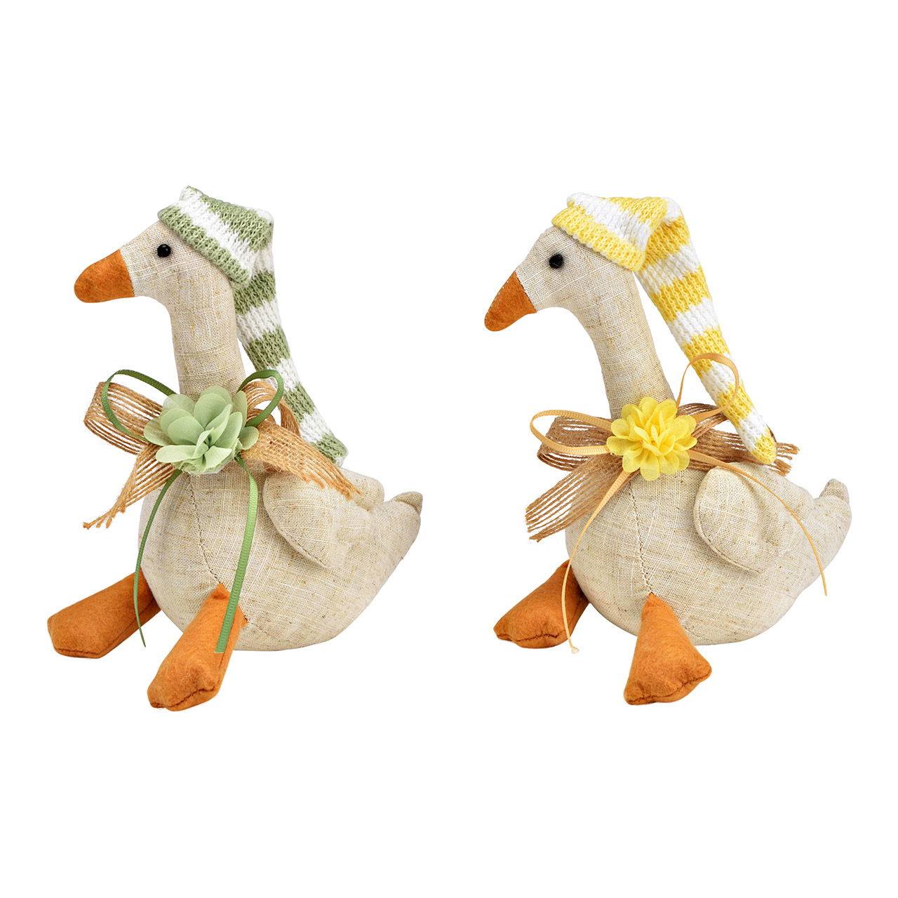 Figurine de canard en textile double, beige (L/H/P) 11x17x7cm