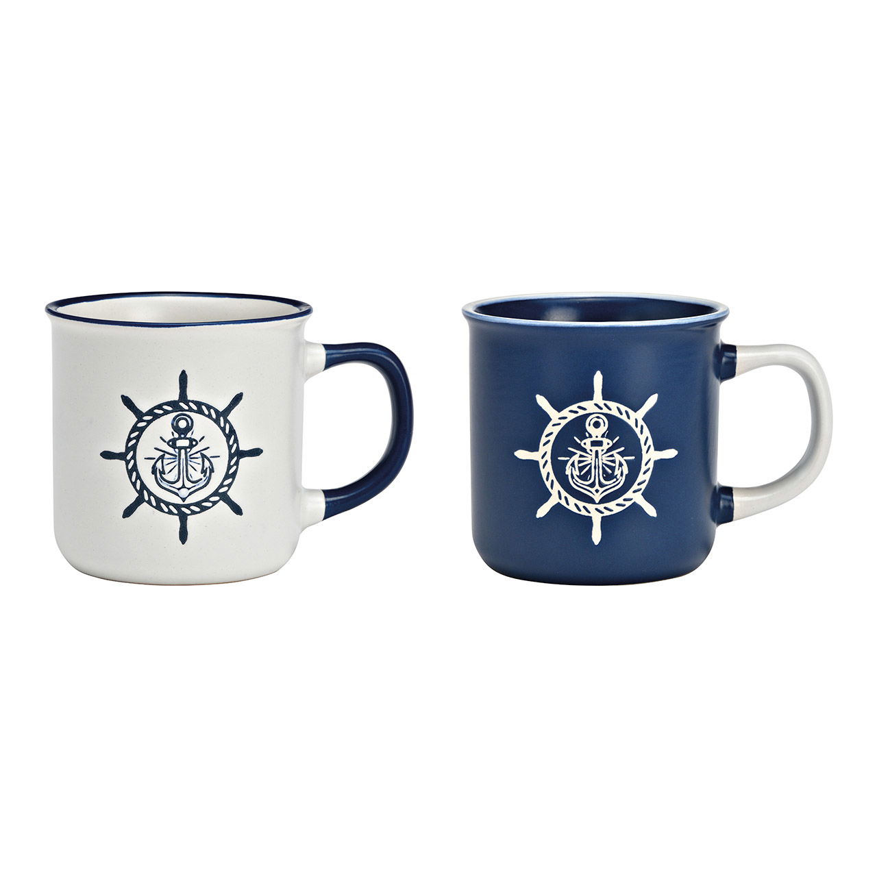 Maritime ceramic mug blue 2-fold, (W/H/D) 13x9x9cm 340ml