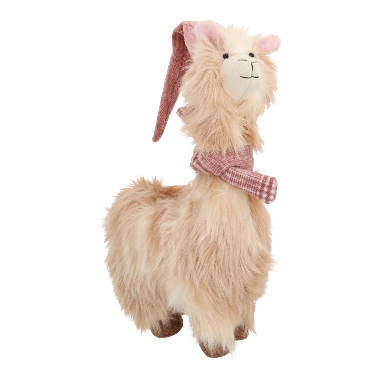 Plushie, Lama, Lama-Plüschtier, Fluffy, Karo-Schal