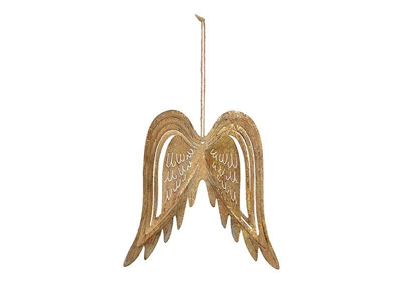 Hänger Flügel aus Metall Gold (B/H/T) 20x20x2 cm