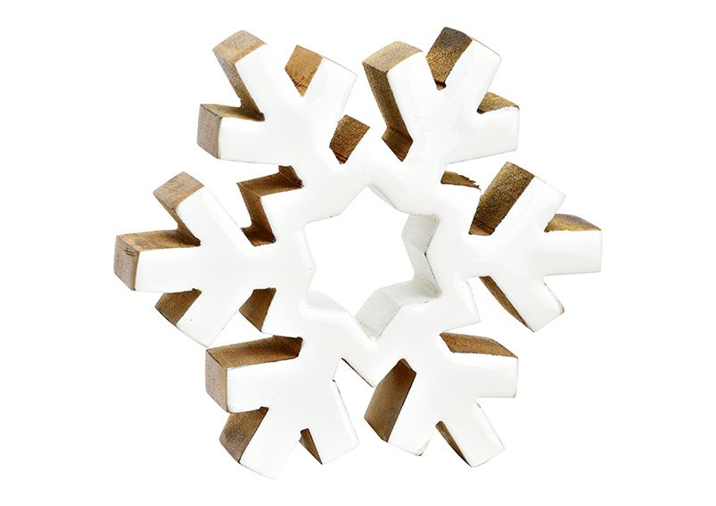 Snowflake made of mango wood white (W/H/D) 16x14x3cm