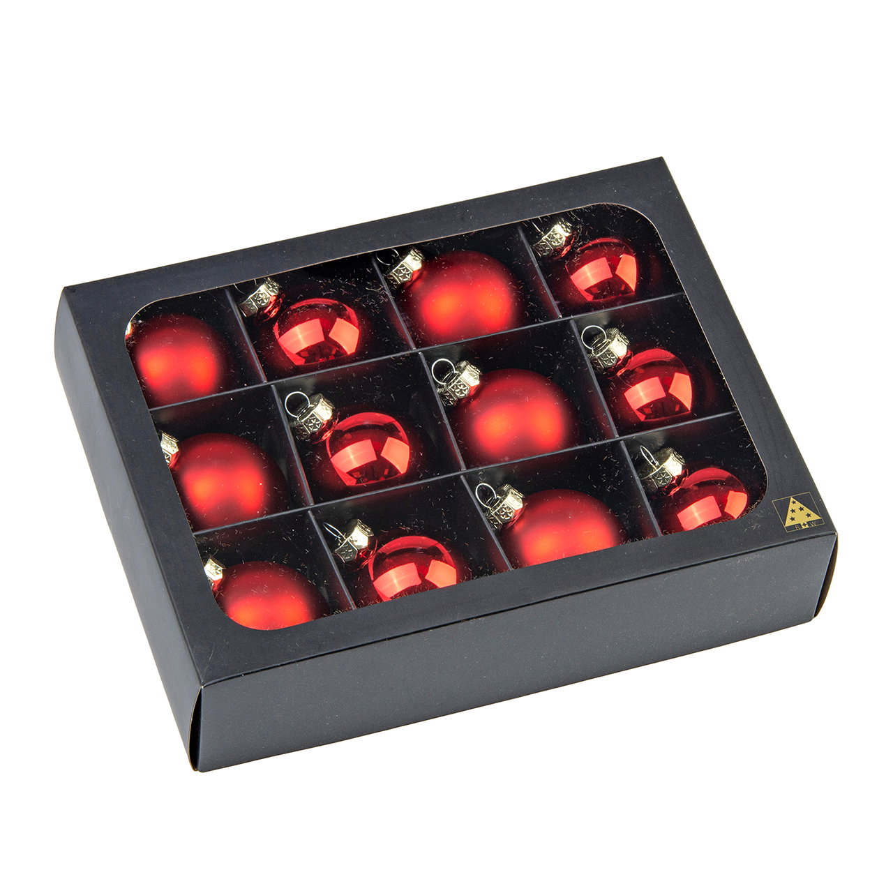 Boule de Noël RW_16347 en verre rouge, lot de 12 (L/H/P) 6x6x6 cm Kugeln, Weihnachtskugeln, Rot, Glaskugeln, Schmuckbox