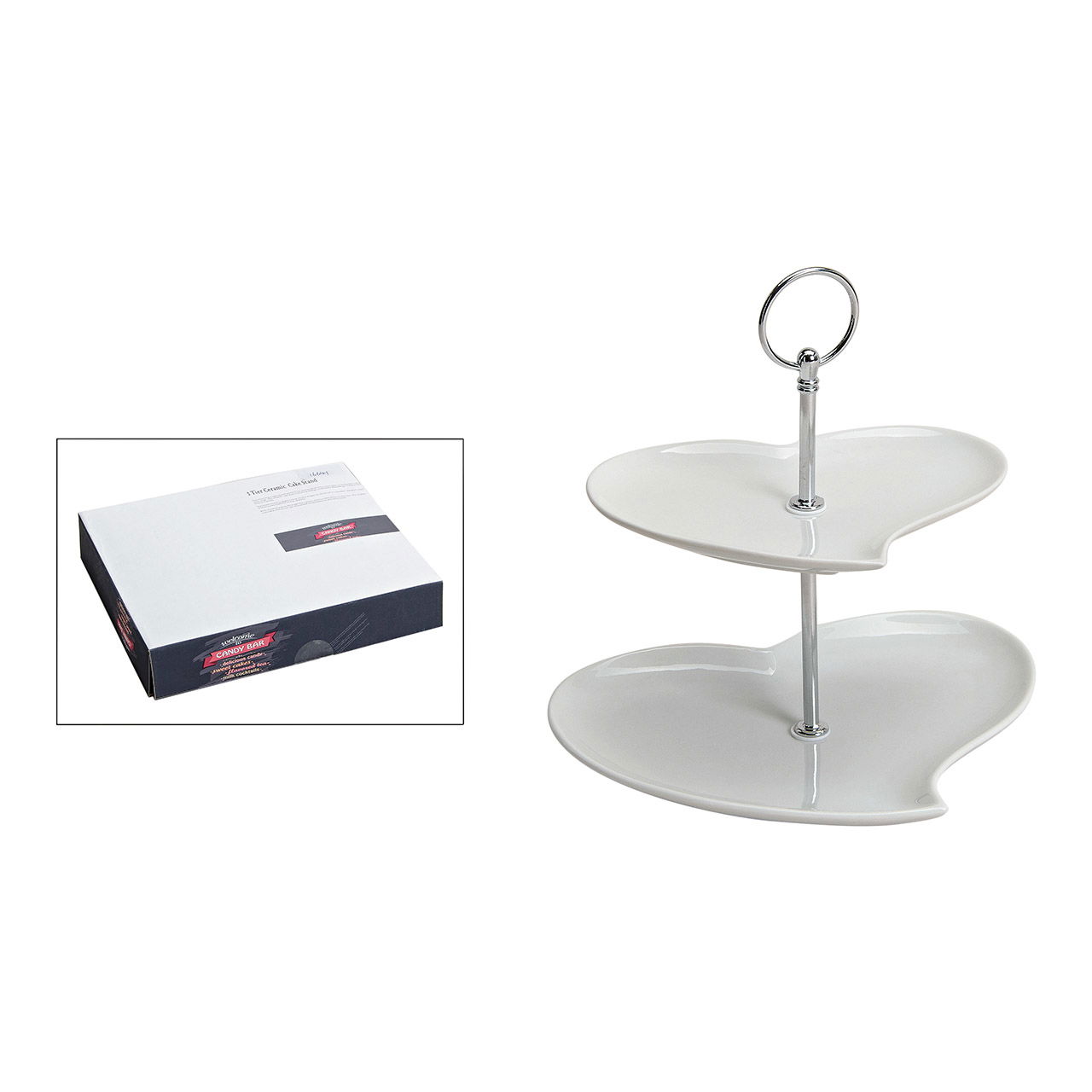 Cuore Etagere a 2 piani in porcellana bianca (L/H/D) 20x24x19 cm Cuore Etagere a 2 piani in porcellana bianca (L/H/D) 20x24x19 cm