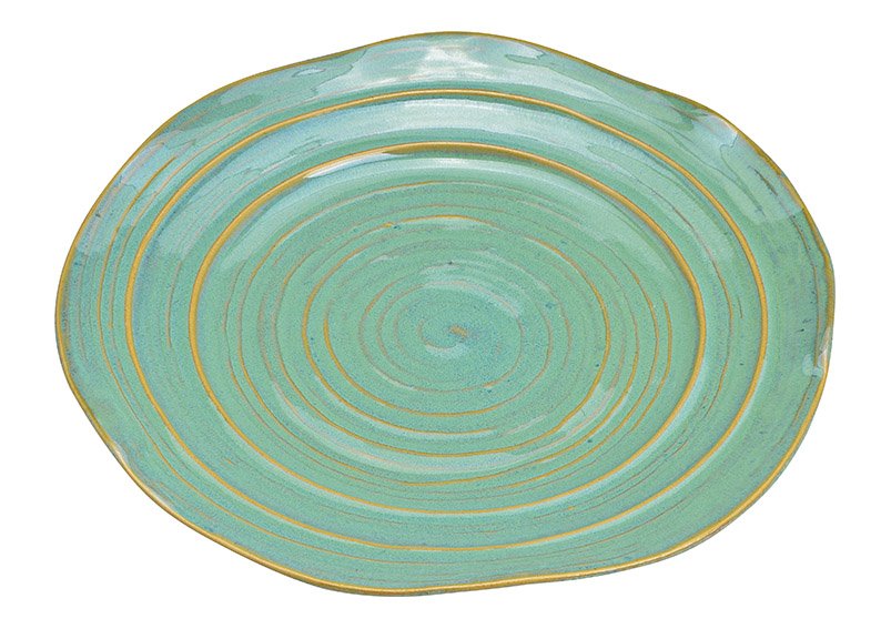 Plate stoneware green 25x3x25cm