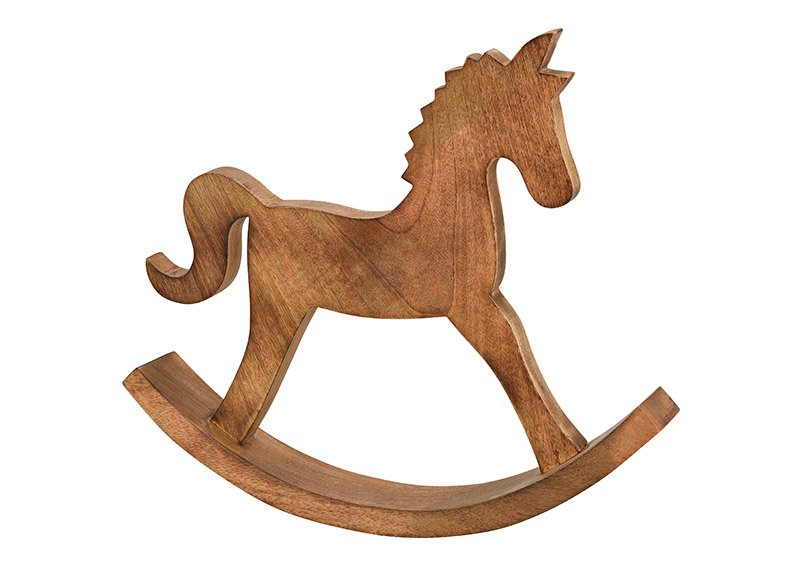 Cavallo a dondolo in legno di mango marrone (L/H/D) 40x33x5cm