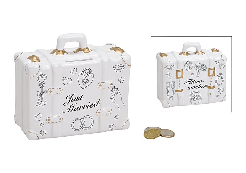Money box, just married, ceramic, 14x6x13cm
