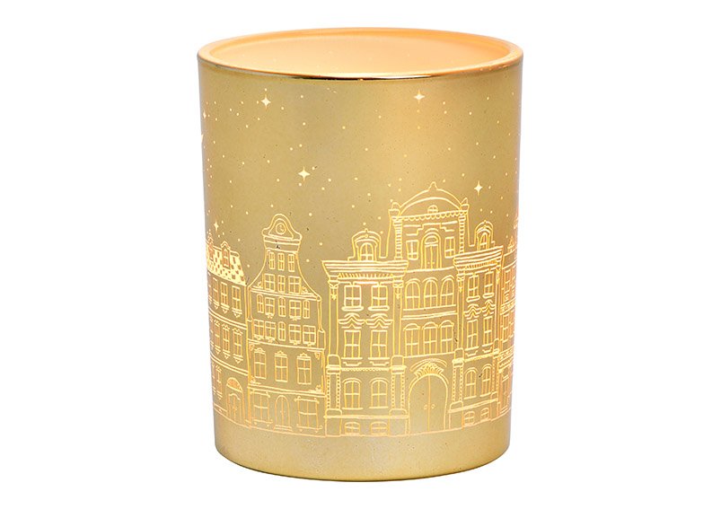 Luce del vento decorazione case di città in vetro oro (W/H/D) 10x12x10cm