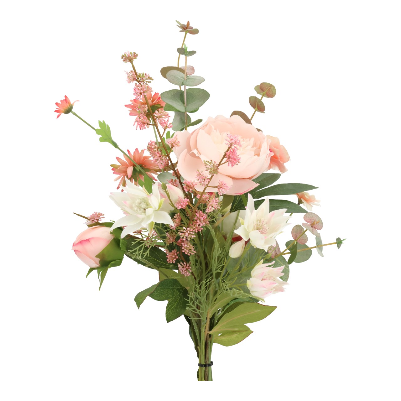 Blumenstrauß aus Kunststoff Pfingstrose/Rose (B/H/T) 25x60x25cm Blumenbouquet, Künstliche Blumen, Rosen, Pfirsichfarben, Eukalyptus