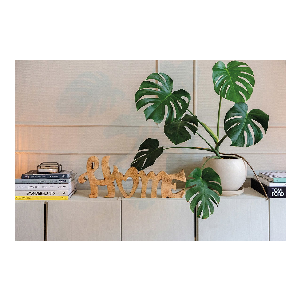 Display stand, writing train, home, made of mango wood Brown (W/H/D) 60x23x3cm Pflanze, Pflanze im Topf, Blatt, Blume