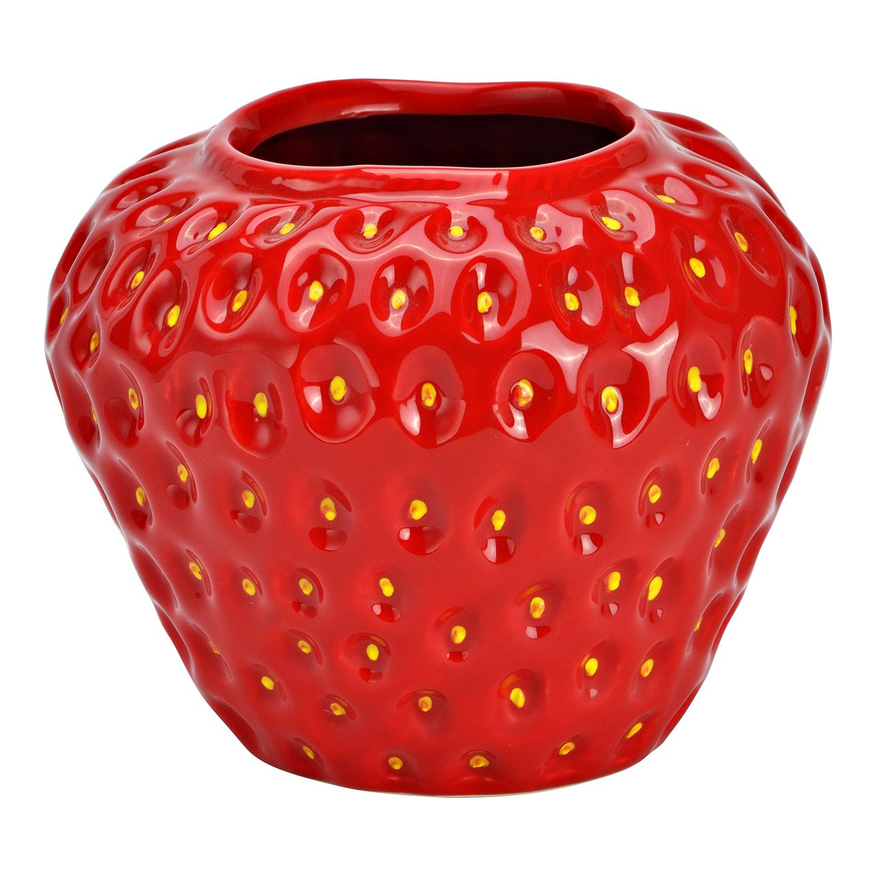 Vase fraise en céramique rouge (L/H/P) 14x12x14cm