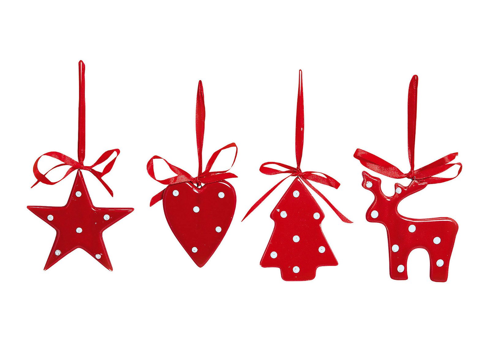 Weihnachtsanhänger Rot Punkte aus Keramik, B9 cm