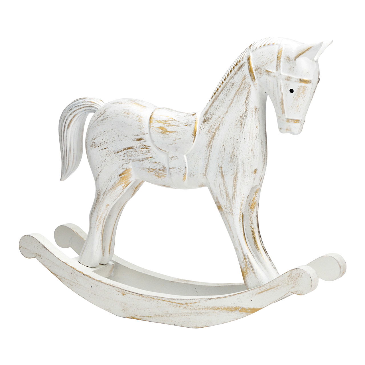 Wooden rocking horse White, gold (W/H/D) 37x31x8cm