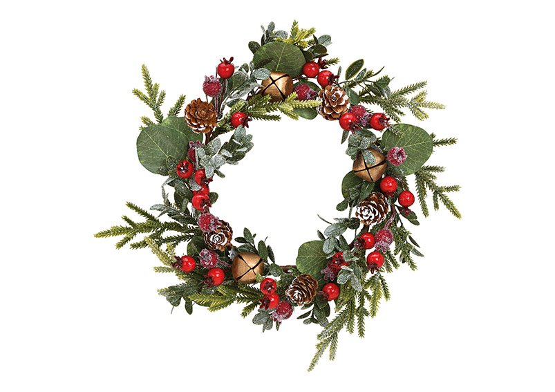 Christmas wreath made of plastic green, red (w / h / d) 30x6x30cm