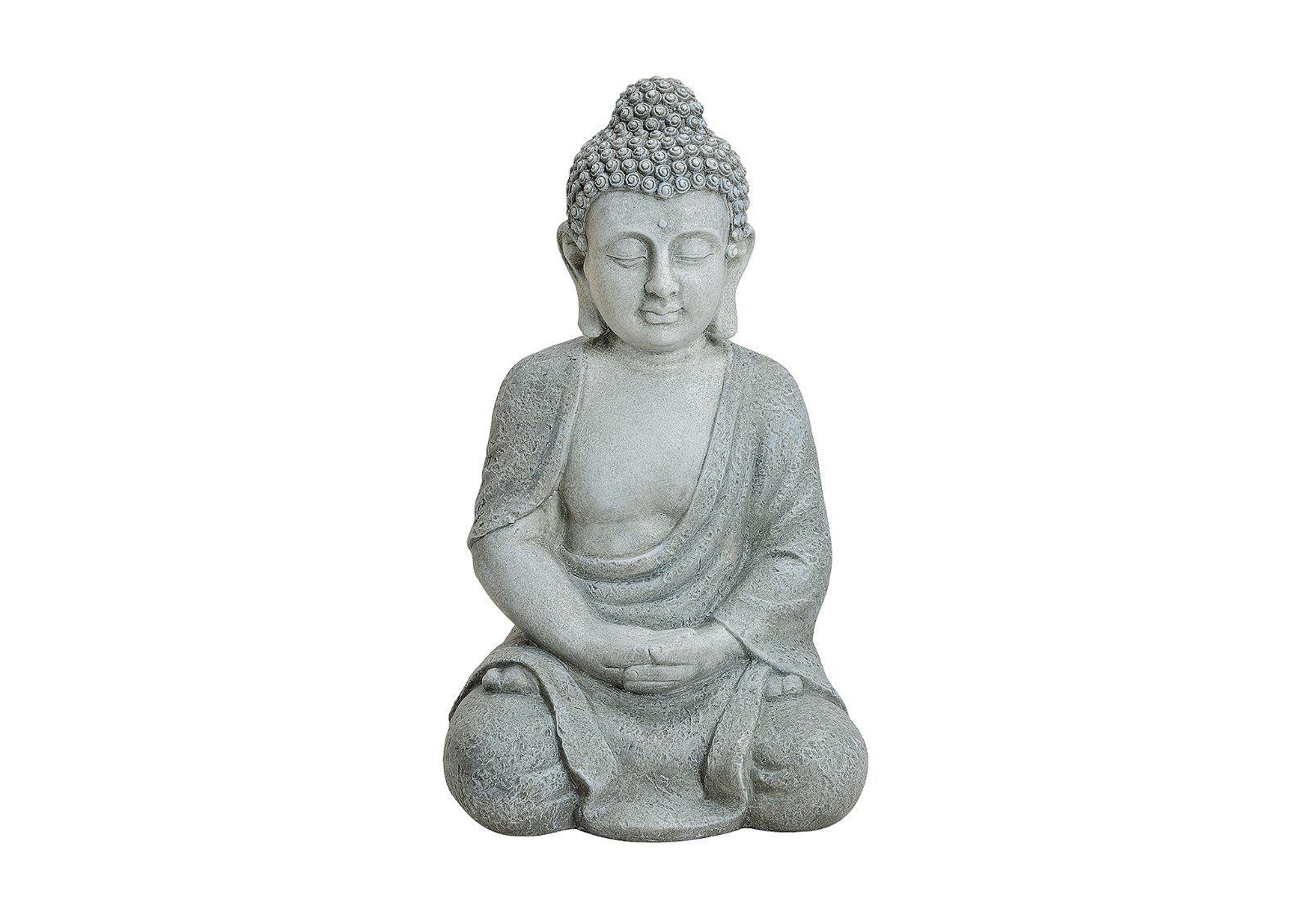 Bouddha assis en gris en poly, 47 cm