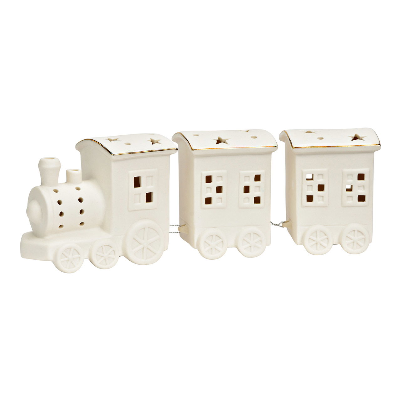 Statuetta del treno di Natale con LED in porcellana, bianca (L/H/D) 25x9x6cm Funzionamento a batteria 3xLR44 non inclusa