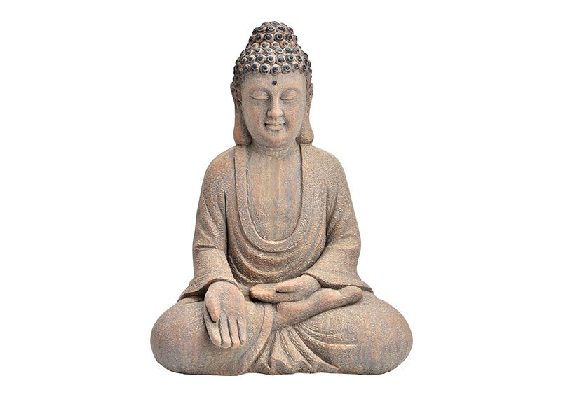 Buddha aus Magnesia antique braun (B/H/T) 42x58x31cm