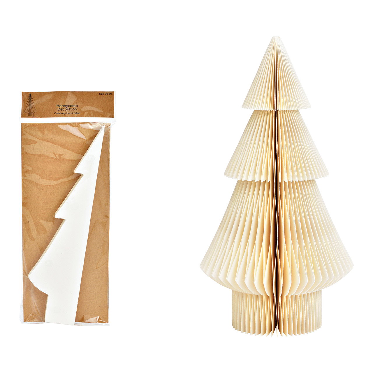 Sapin Honeycomb en papier/carton blanc (L/H/P) 15x30x15cm Sapin Honeycomb en papier/carton blanc (L/H/P) 15x30x15cm