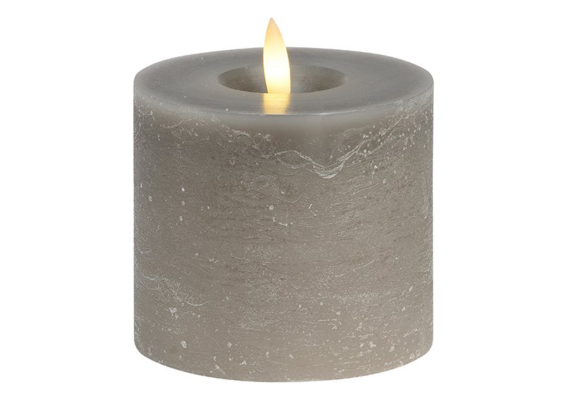Candle LED taupe, flickering light, exclusive 3xAA made of wax (W/H/D) 10x9x10cm
