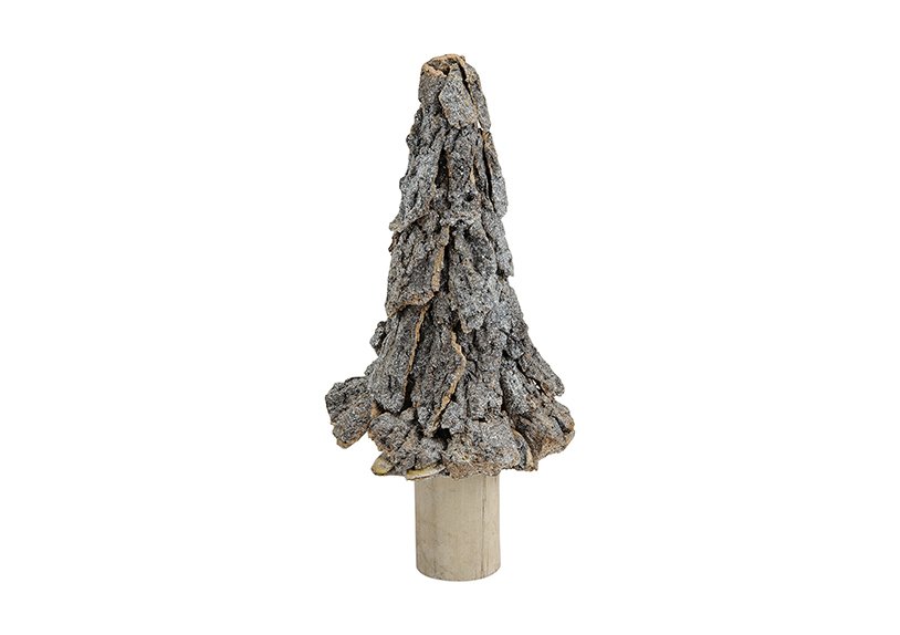 Arbre avec paillettes argentées en bois (L/H/P) 14x38x14 cm