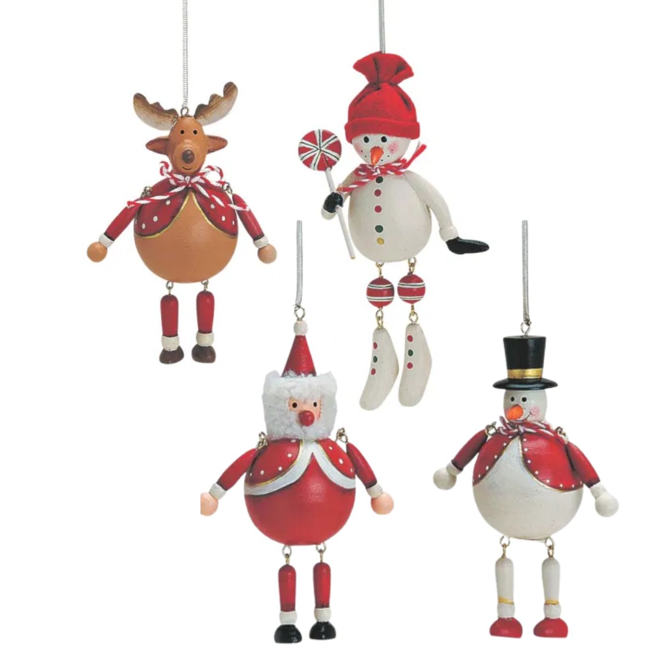 Assorted spiral Christmas figures made of wood (W/H/D) 6x11x4 cm/6x16x4 cm Weihnachtsdeko, Rentiere, Schneemann, Weihnachtsmann, Ornament