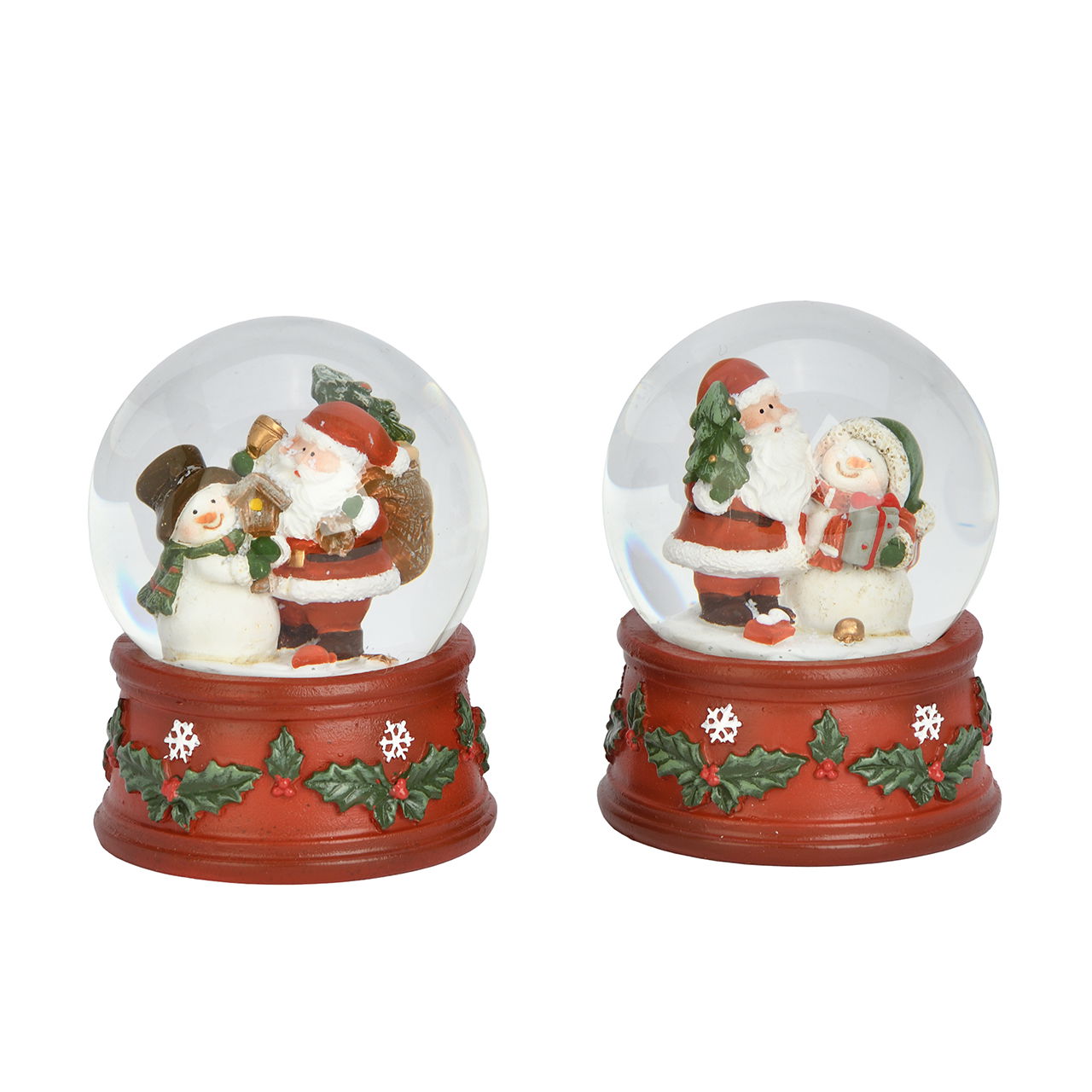 Schneekugel Weihnachtsmann aus Poly/Glas Bunt 2-fach sortiert (B/H/T) 7x9x7cm Kunst, Porzellan, Töpferei, Figur