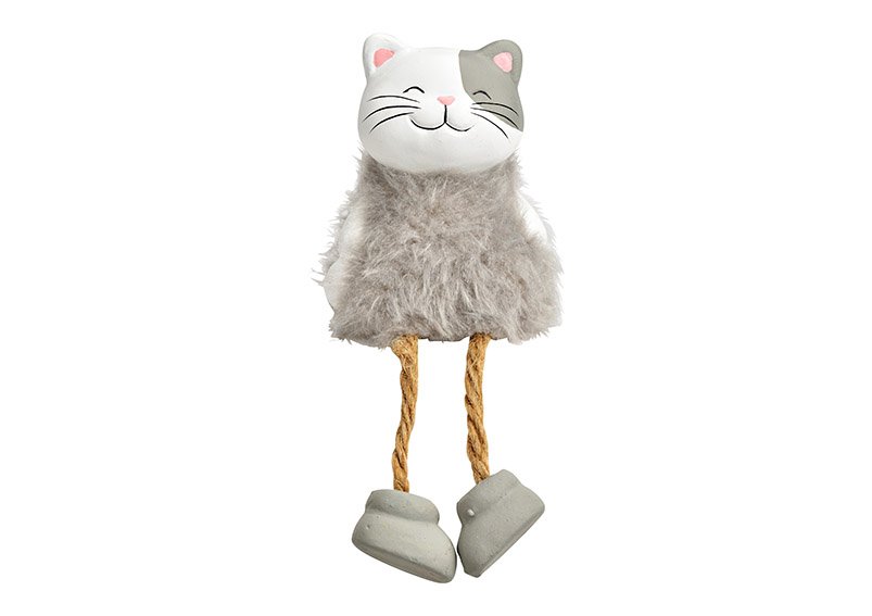 Edge stool cat made of clay gray (W/H/D) 6x7x6cm