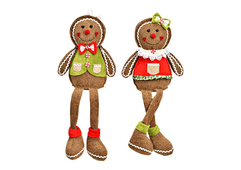 Edge stool gingerbread figure made of textile brown 2-fold, (W/H/D) 22x52x11cm