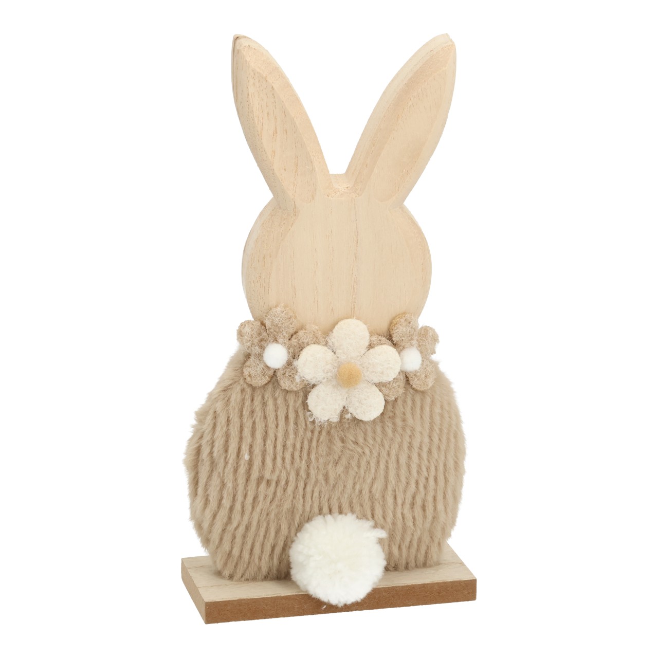 Bunny textile display stand Beige (W/H/D) 11x22x5cm Hase, Ostern, Figur, Holz, Pompon