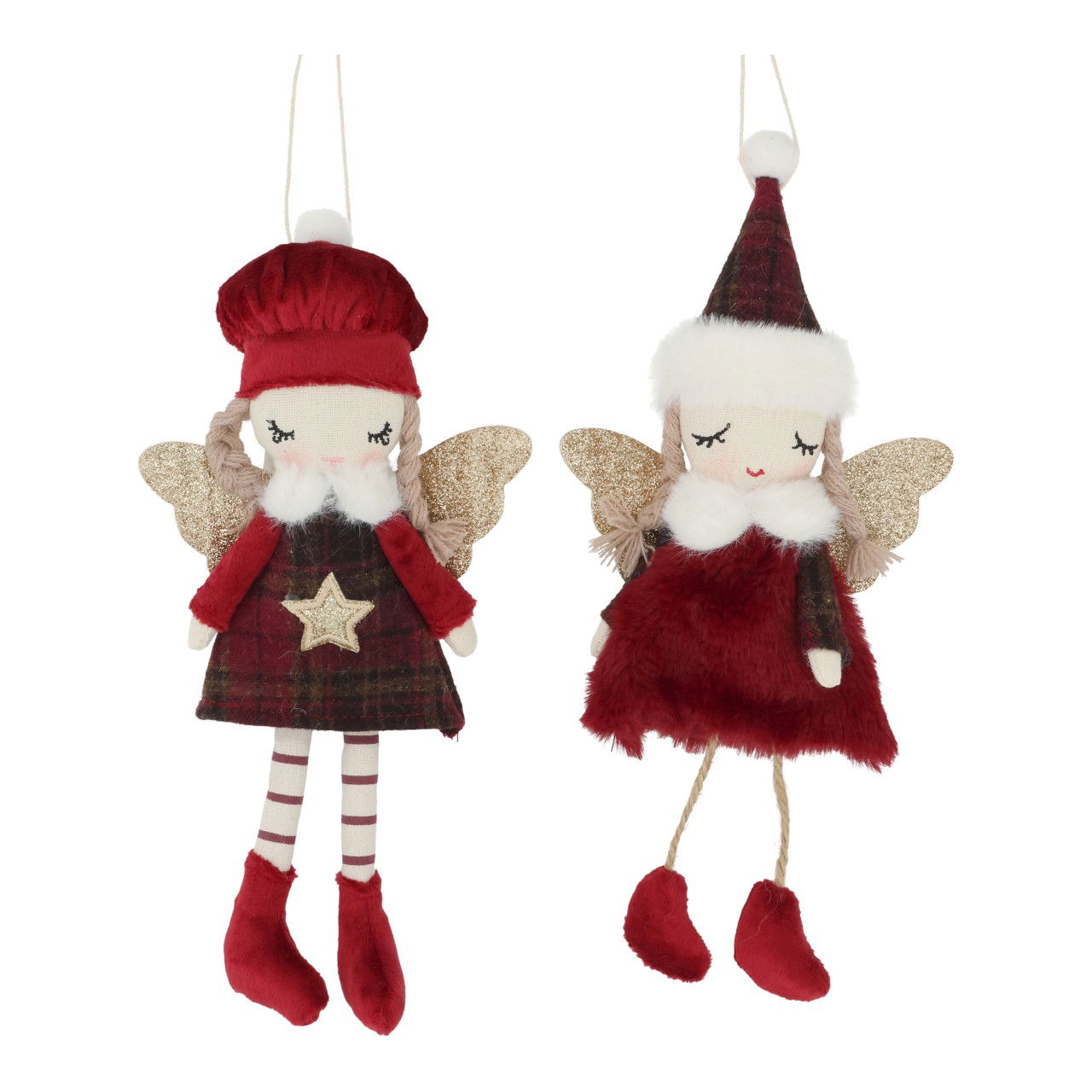 Hänger Engel/Mädchen aus Textil Bordeaux 2-fach sortiert (B/H/T) 12x27x5cm Plüsch, Spielzeug, Puppe, Person