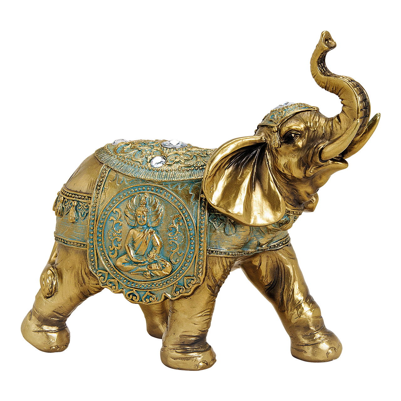 Elefant aus Poly Gold (B/H/T) 21x20x10cm Elefant aus Poly Gold (B/H/T) 21x20x10cm