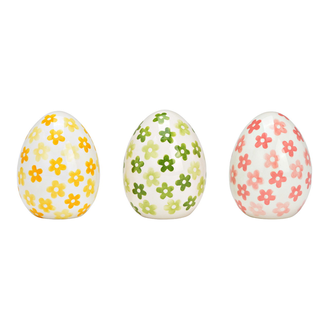 Osterei Blumen Dekor aus Keramik bunt 3-fach, (B/H/T) 10x12x10cm Osterei Blumen Dekor aus Keramik bunt 3-fach, (B/H/T) 10x12x10cm