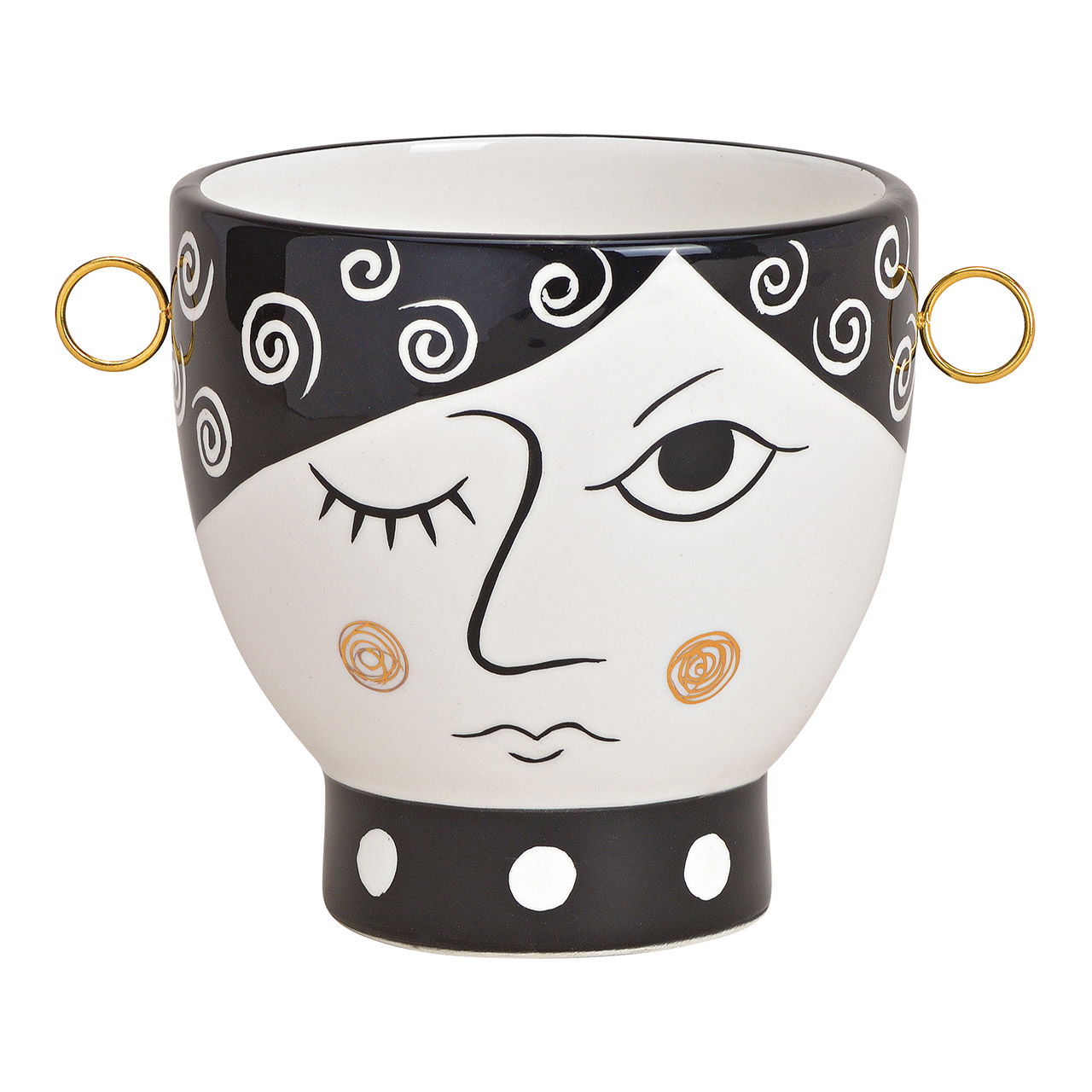 Vaso faccia di ceramica nera, bianca (L/H/D) 17x12x13cm