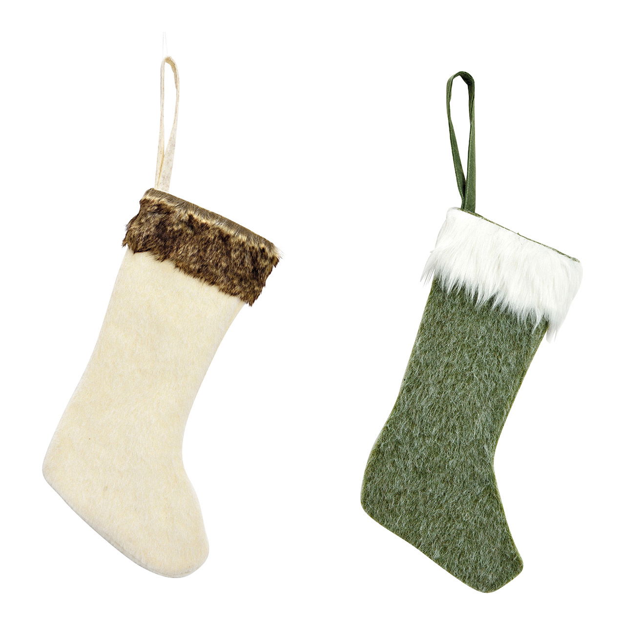 Chaussette de Noël en textile vert, blanc naturel 2 fois, (L/H/P) 25x65x3cm