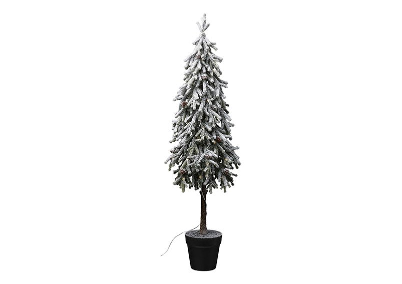 Tannenbaum mit Zapfen, 34 LED, KDP, Schnee mit USB Stecker aus Kunststoff grün (H) 93cm