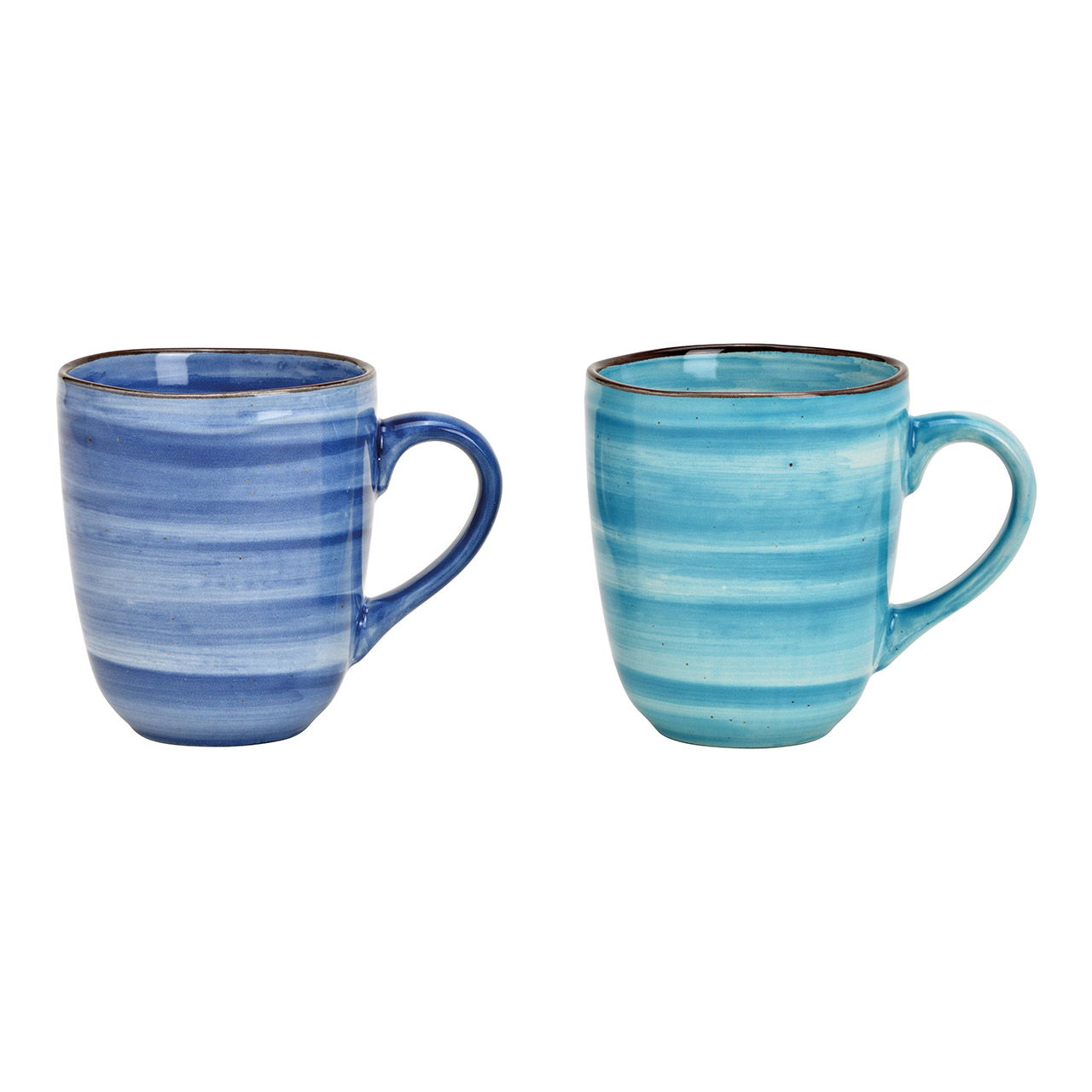 Taza de gres azul de 2 pliegues, (c/h/d) 12x10x8cm 370ml