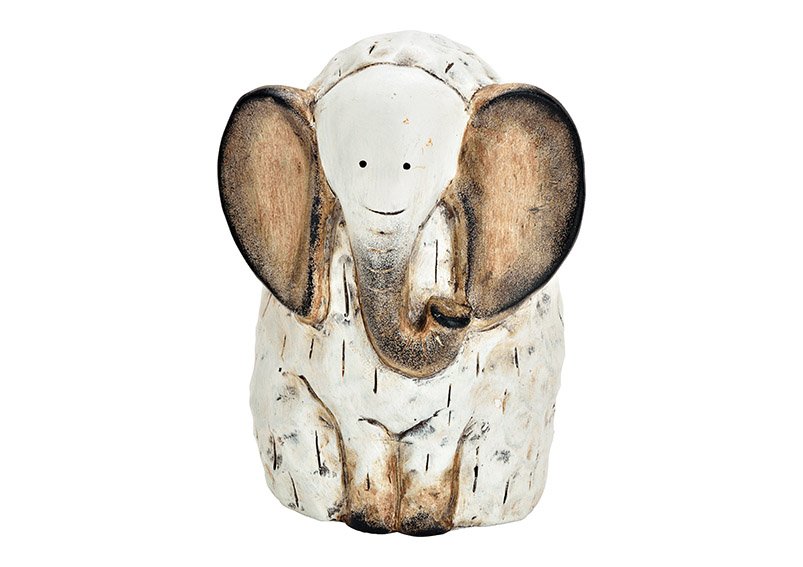 Clay elephant white (W/H/D) 14x20x13cm